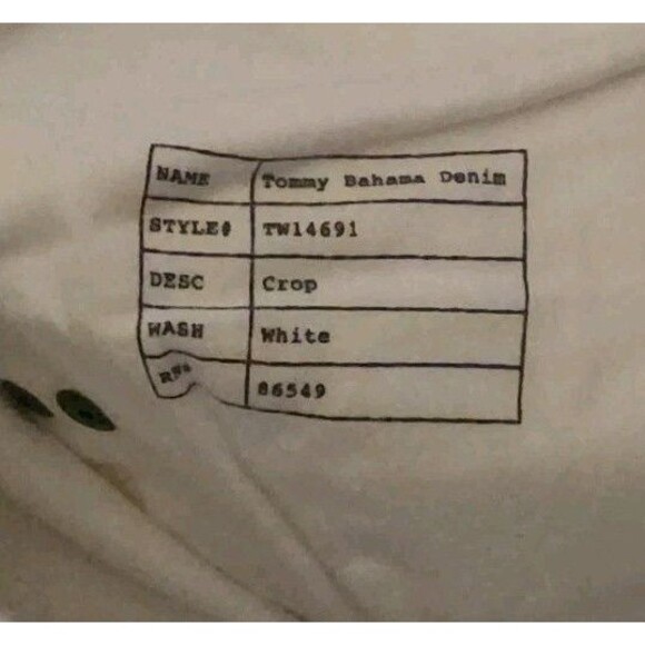 Tommy Bahama Denim Crop Jeans White Spring Summer Resort Vacation Cruise Size 12 - Picture 7 of 7